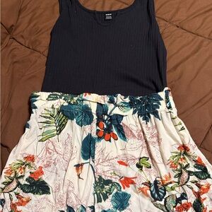 Black Tank Top with Floral Skirt